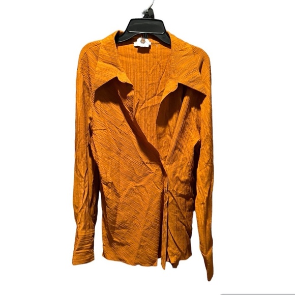 Topshop Textured Wrap Top in Tobacco Size 6 NWT - Picture 1 of 6